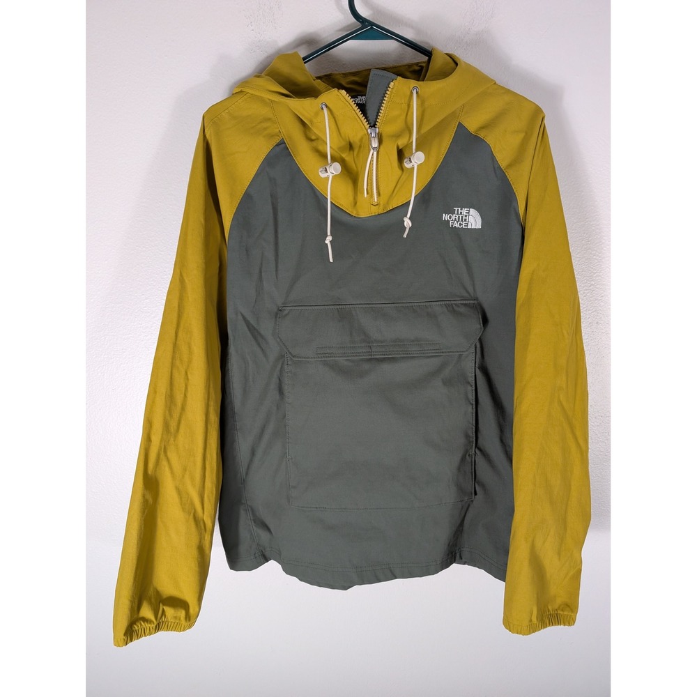 North Face Class V Pullover Mens M Yellow Grey Colorblock Windbreaker Anorak